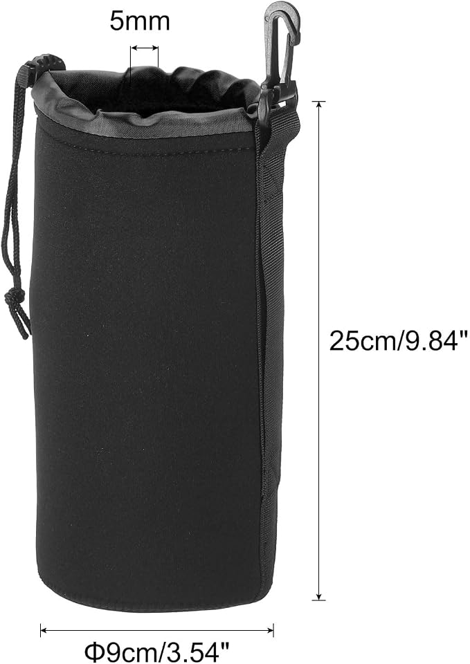 PATIKIL Camera Lens Bag, 2x 3.5" IDx9.8 H Neoprene Lens Pouch with Thick Protective Lenses for DSLR, Black - Image 2