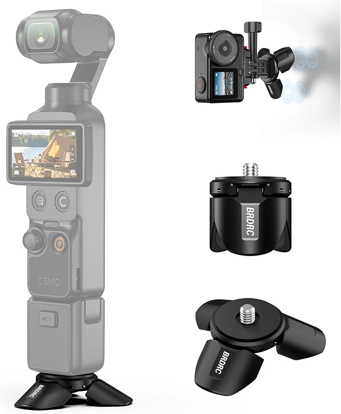 Pocket 3 4 Mini Tripod for Xtra Muse, Magnetic Base Mount Desktop Stand for Insta360 Luna Ultra X5 X4 X3, for DJI Osmo Pocket 3 4 4P Creator Combo Action 6 5 Pro 4, for Xtra Muse Accessories by BRDRC