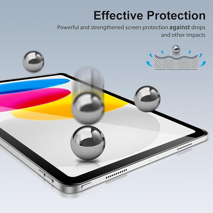 SPARIN 2+2 Pack Screen Protector for iPad (A16) 11th/10th Gen (11”/10.9”) | Tempered Glass + Camera Lens Protector Full Protection, Case Friendly, Anti Scratch, Apple Pencil Compatible-Silver - Image 4
