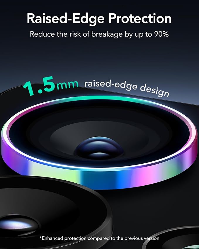 ESR for Samsung Galaxy S25 Ultra Camera Lens Protector, 1 Pack, Chromatic | Individual Camera Cover, 9H Tempered Glass, Original Camera Clarity, Scratch-Resistant, Case Friendly - Image 3