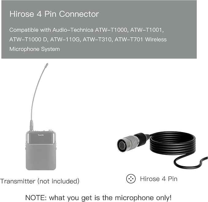 J K MIC-J 044 Lavalier Microphone Compatible with Audio-Technica Bodypacks | Hirose 4-Pin Plug Omni Clip-on Lapel Mic for Wireless Bodypack Transmitters, For Presentation Lectures Stage Live Performance - Image 2