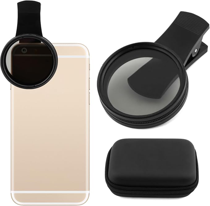 52mm Polari/zed Camera Lens Phone Universal CPL Filter Clip Kit, Portable Phone Polarizing Lens Filter for Cell Phones Camera Assistant Len and Effects Filters(Black) - Image 9