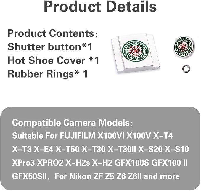 Chinese Mahjong Camera Shutter Button and Camera hot Shoe Cover, Suitable for Fuji XE3/XE4/XT100/XT200/XT20/XT30/XT4/XT5/XPRO2/XPRO3/Nikon ZF (Chinese Mahjong Shutter Button and hot Shoe Cover) - Image 9