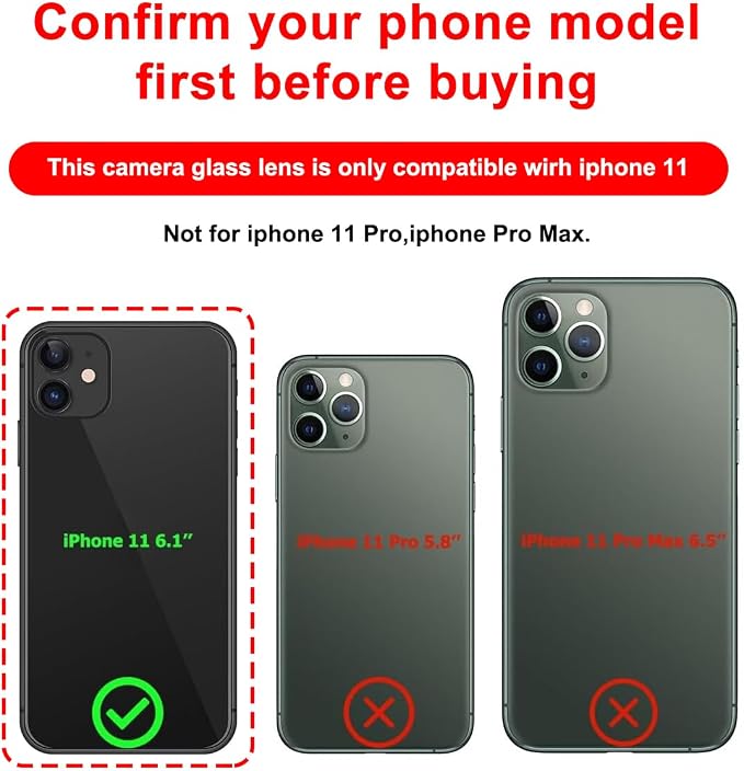 Original Back Rear Camera Lens Glass Replacement for iPhone 11 6.1 inches with pre-Installed Adhesive and Reparing Toolkit - Image 2
