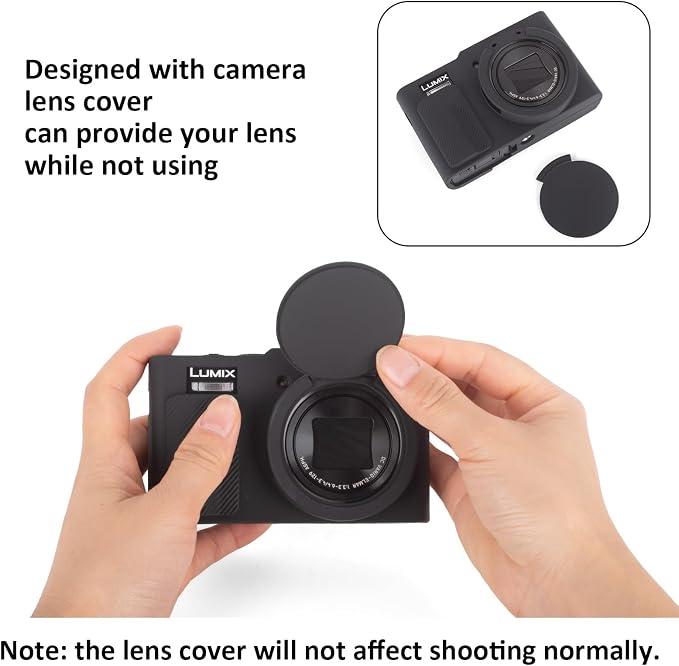 MUZIRI KINOKOO Silicone Sleeve Compatible for Panasonic Lumix ZS99 Camera - Soft Protective Cover for DC-ZS99/TZ99 Digital Camera with Removable Lens Cover - Anti-Slip & Anti-Scratch - Black - Image 4