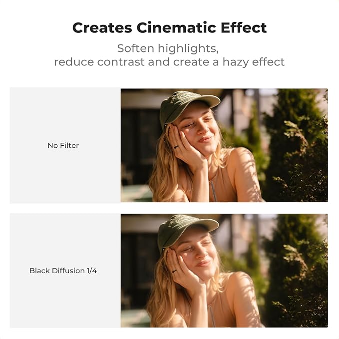 K&F CONCEPT 67mm Clip-on Black Diffusion 1/4 Phone Camera Lens Filter Kit | Mist Cinematic Effect Filter Compatible with iPhone 16 15 14 13 12 11, for Video/Vlog/Portrait Photography, FP101 - Image 3