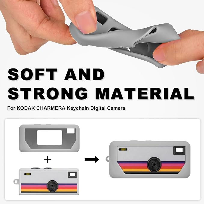 Silicone Case for Kodak CHARMERA Millennium Keychain Mini Digicam Blind Box | Soft Keychain Camera Sleeve, Precise Cutouts, Case-On Charging & SD Card Access, For Collectors & Daily Carry, Grey - Image 2