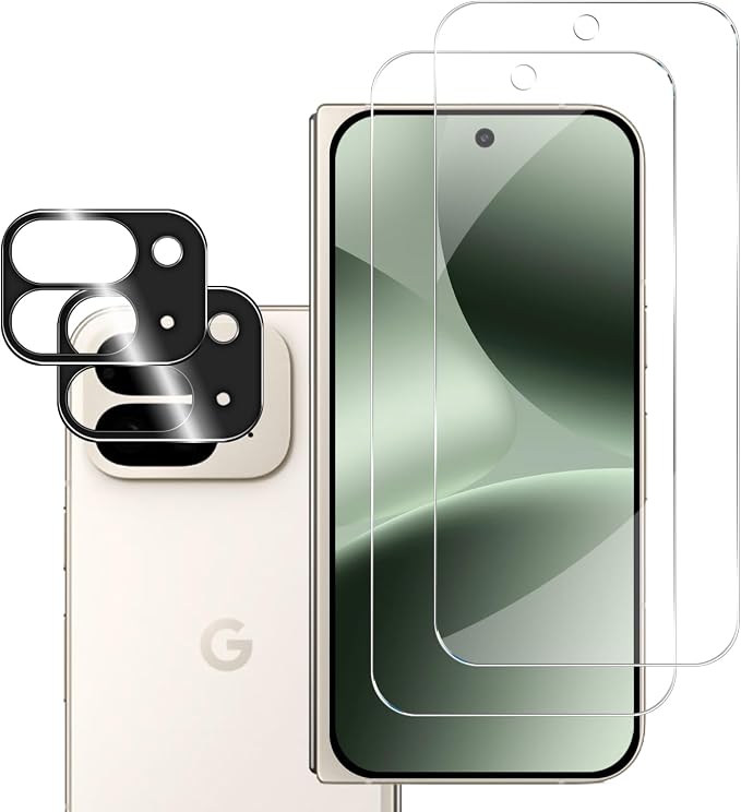 BIGFACE for Pixel 10 Pro Fold Tempered Glass Screen Protector + Camera Lens Protector [2 + 2 Pack][Fingerprint Unlock][Anti-Scratch][Case Friendly] HD Protective Film for Google Pixel 10 Pro Fold 5G by Wehaveaprofessionalteam