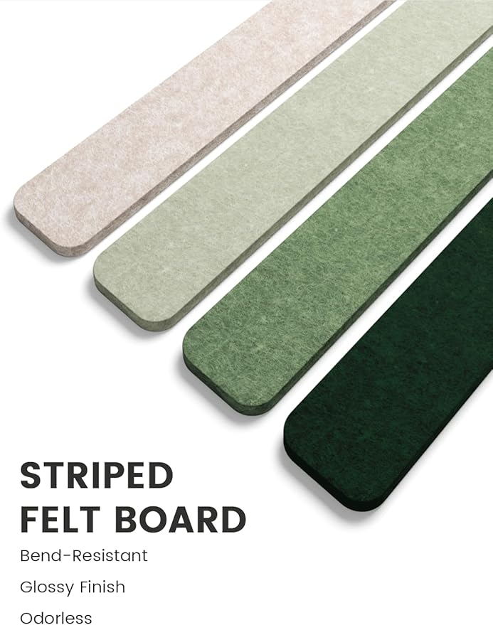 Fluxynara 13" x 2" Felt Wall Panels, Sagewood | 8-Pack Includes 50 Push Pins and Adhesive Tabs for Photos, Notes and Decor in Bedroom Doors, Home Office or Studios - Image 3
