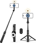 UBeesize Magnetic Selfie Stick Tripod with Dimmable Light and Rechargeable Remote, Portable Travel Phone Tripod Stand for MagSafe and Android Phones, Ideal for Vlogging, Photos, Video Recording by UBeesize