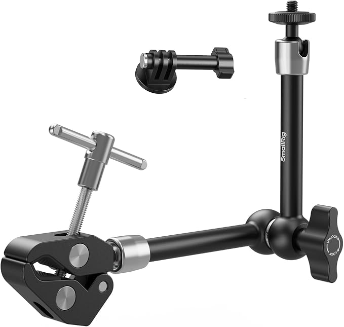 SMALLRIG Magic Arm with Super Clamp for Action Cameras, Camera Clamp Mount for GoPro Hero 13/12/11, for DJI Osmo Action 5 pro/4/3, for Insta360 Ace Pro 2, with 1/4" Screw for Monitor/LED Lights by SmallRig