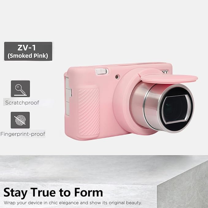 Camera Case for Sony ZV1 Digital Camera.ZV-1 Accessories | Soft Silicone Protective Case Removable Lens Cover,Comes with 2 Screen Protectors and 1 Wrist Strap.(Smoked Pink) - Image 4