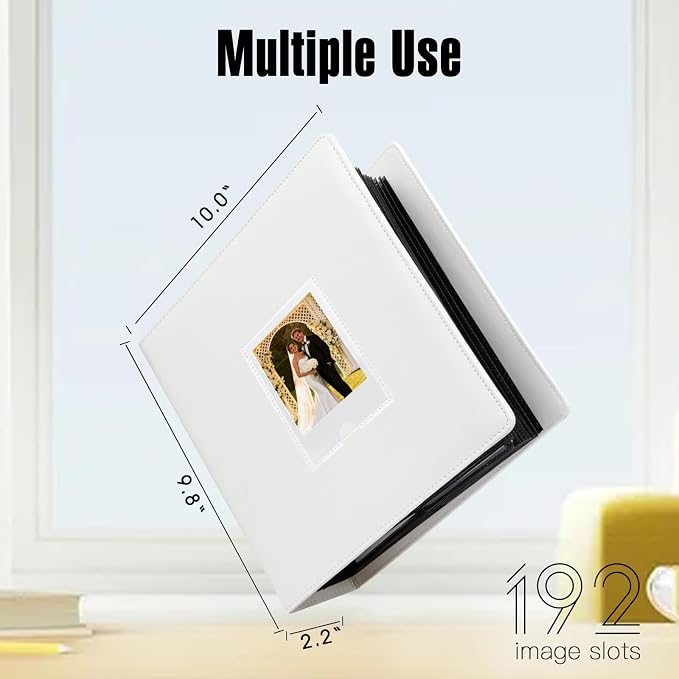 Veicevol 256-Pocket Album for Polaroid i-Type, 600 & SX-70 Photos, White | Designed for Fujifilm Instax Wide Photos, Water-Resistant PU Leather Cover, Front Window, Securely Holds Up to 256 Photos - Image 3