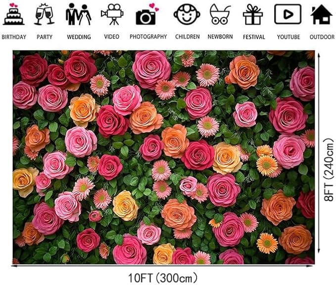 Floral Backdrop for Photography Mother's Day Backdrop Wedding Backdrops Spring Flower Photography Backdrop Backdrops for Photographers Studio Props 10X8FT 049 - Image 6