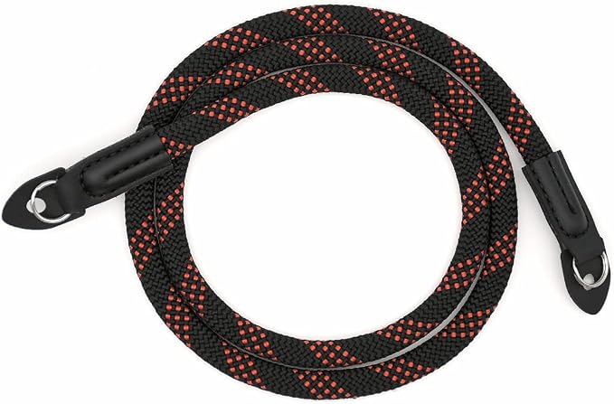 Camera Strap Vintage 100cm Nylon Climbing Rope Camera Neck Shoulder Strap for Micro Single and DSLR Camera (Black/Red) - Image 2