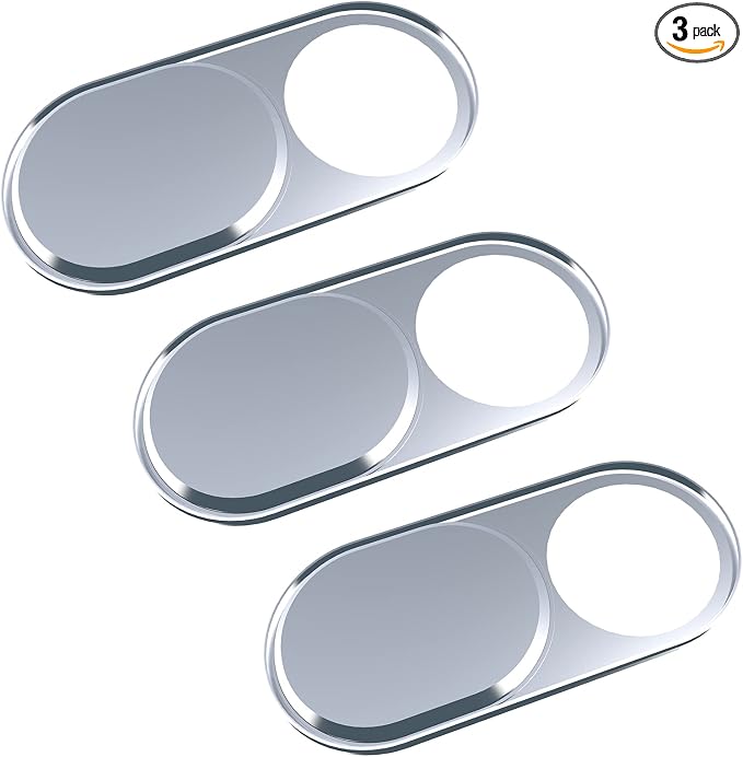 Webcam Cover, Camera Privacy Covers, 0.027 Inch Ultra Thin Camera Cover Slide Laptop Accessories for Laptop, PC, Tablet, iPhone, iPad, Mac, Protect Your Visual Privacy and Security (Silver-3 Pack) by HKDGYHON