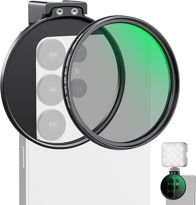 NEEWER 67mm Phone CPL Filter with Cold Shoe Clip, HD Circular Polarizer Lens Filter Accessories with Adjustable Polarization, Compatible with Android Samsung S26 Ultra iPhone 17 Pro Max & More, FL-113 by Neewer