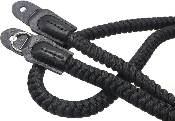 Paracord Camera Strap Long Camera Neck Shoulder Strap for SLR DSLR Digital Mirrorless Cameras 47inch/120cm Black - Image 3