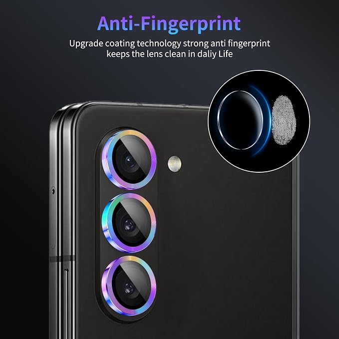 Camera Lens Protector for Samsung Galaxy Z Fold 5,1 Pack | Tempered Metal Glass Camera Cover, HD Clear Anti-Scratch Lens Screen Protector Film,Case Friendly,Colorful Titanium - Image 6