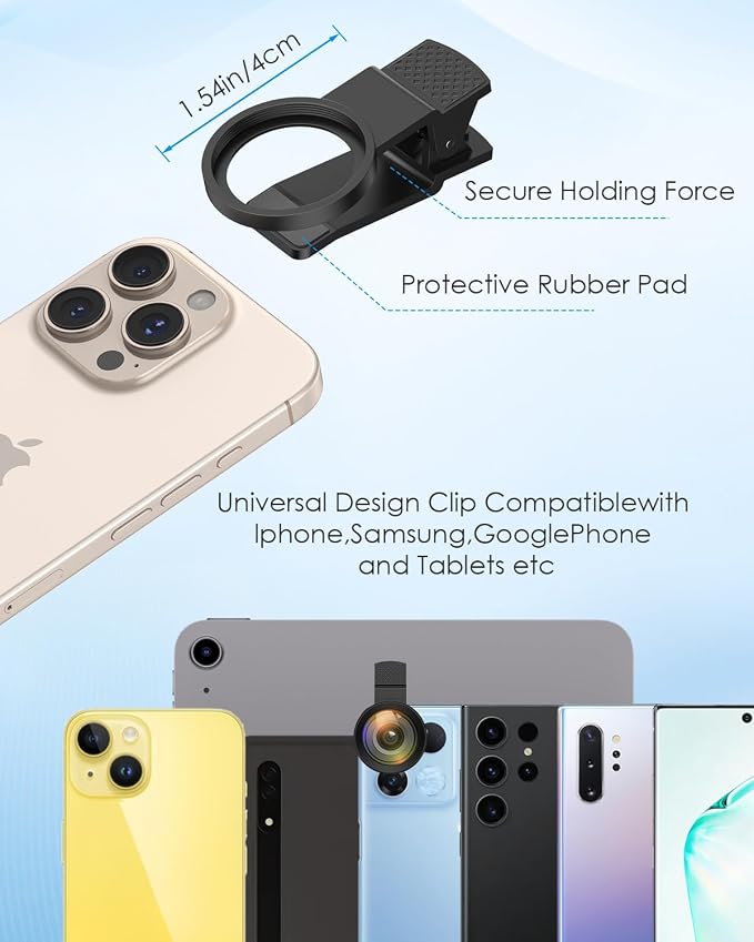 AMIR Phone Camera Lens, 0.45X Wide Angle & 12.5X Macro Lens, 2-in-1 Clip-On | 140° Super Wide Angle, HD Optical Glass, Universal Clip-On for iPhone 16/15/14/13, Samsung Galaxy S & Most Smartphones - Image 6