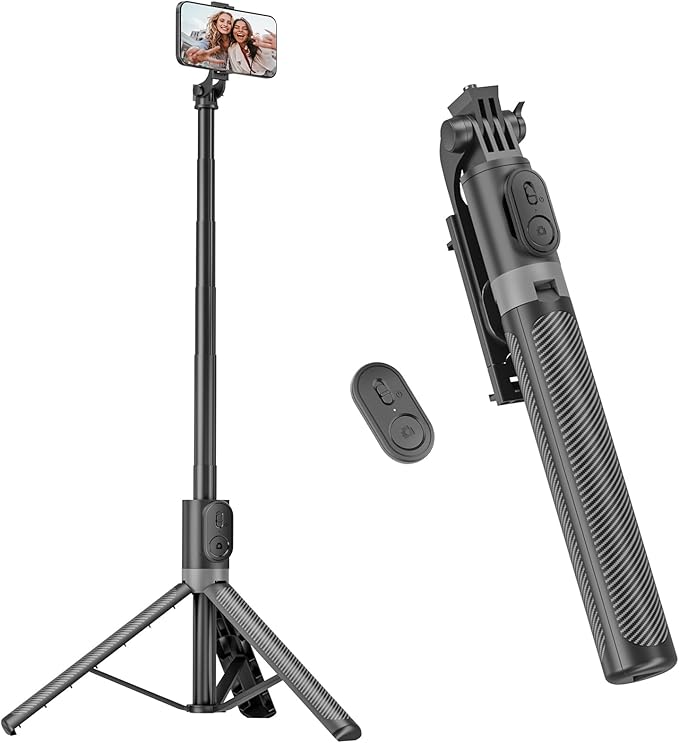 71” Phone Tripod & Selfie Stick, Portable All in One Extendable Cell Phone Tripod Stand, with Wireless Remote Control for iPhone/Samsung/Android/Camera by Unknown