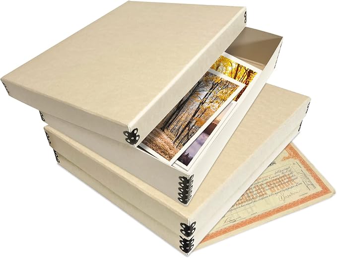 Lineco Museum Archival Storage Box, Drop Front, 11.75x14.75x3 in, Tan | Acid-Free with Metal Edge, Preserves Picture Longevity, Organize Photos, Newspapers, Prints, Documents, Crafts, DIY - Image 6