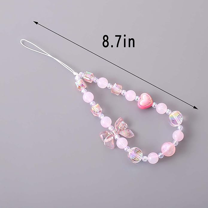 Beaded Phone Charm Lanyard Strap Girly Style Fixed Beads Pearl Lanyards - Image 4