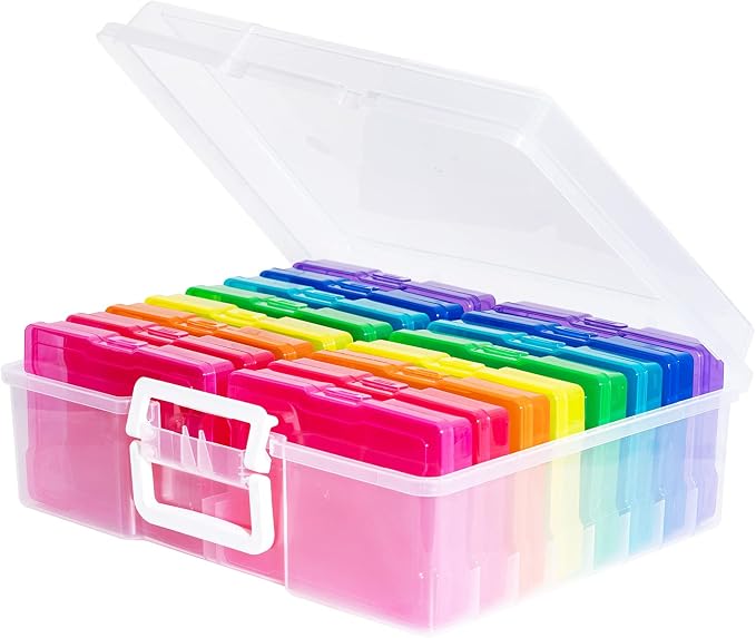 novelinks Photo Storage Boxes with Handle, Photo Organizers and Storage | 1Pack Color, Photo Albums 4x6 Pictures, Photo Cases, Classroom Organization, Index Card Box, Photo Card Holder, Seed Storage by novelinks