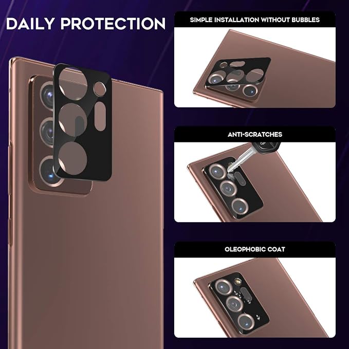 Orzero (4 Pack) Camera Lens Protector Compatible for Samsung Galaxy Note 20 Ultra (Not Affects Flash), Protector de Cámera 9 Hardness HD Anti-Scratch Full Coverage Bubble-Free - Image 2
