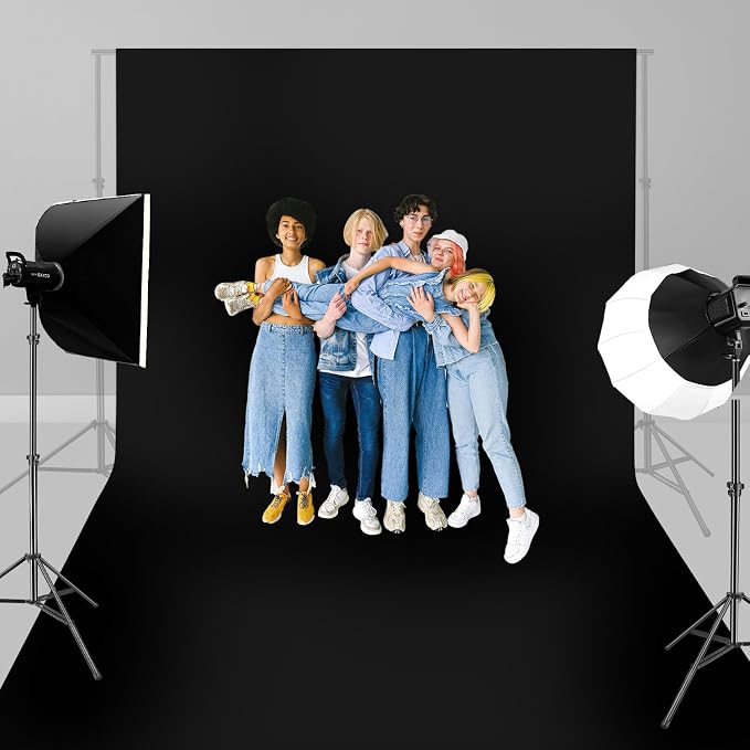 HEMMOTOP Black Photo Backdrop, 10x20ft, Large Photography Background Screen | Polyester Fabric Cloth, Non Reflective, Seamless, Drapes Well, Ideal for Photoshoot, Video Recording, Studio, Party - Image 4