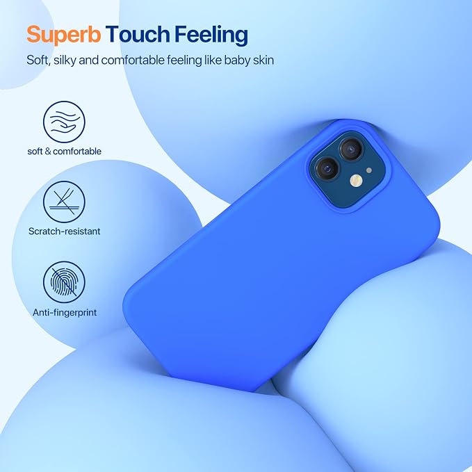 Miracase Silicone for iPhone 12 Case/iPhone 12 Pro Case, Mediterranean Blue | Liquid Silicone Gel Rubber Shockproof Drop Protection Phone Case for iPhone 12/12 Pro 6.1 inch - Image 3