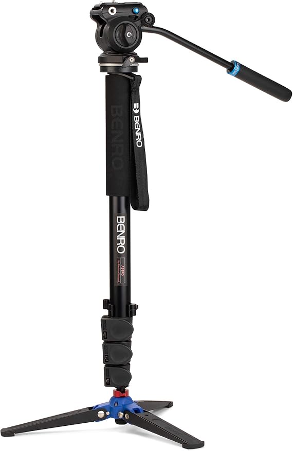 Benro Classic Video Monopod with S2 PRO Flat Base Video Head, 5.5 lb Max, 3 Leg Folding Base, Flip Lock, Carrying Case (A38FDS2PRO) by Benro