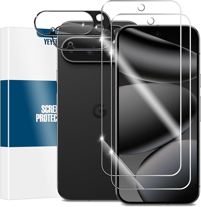Screen Protector for Google Pixel 10 Pro XL & Camera Lens Protectors [2+2 Pack] [Ultrasonic Fingerprint Unlock] [Case Friendly] [Bubble-Free] Tempered Glass For Pixel 10 Pro XL by YEYEBF