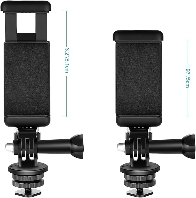 NEEWER Phone Holder/Hot Shoe Mount Adapter Kit Action Camera Mount Compatible with GoPro Hero 12 11 10 9 8 7 6 5 DJI OSMO Action 4 3 2 iPhone 15 Pro Max 14 13 Pro Samsung S23 for DSLRs Ring Light - Image 4