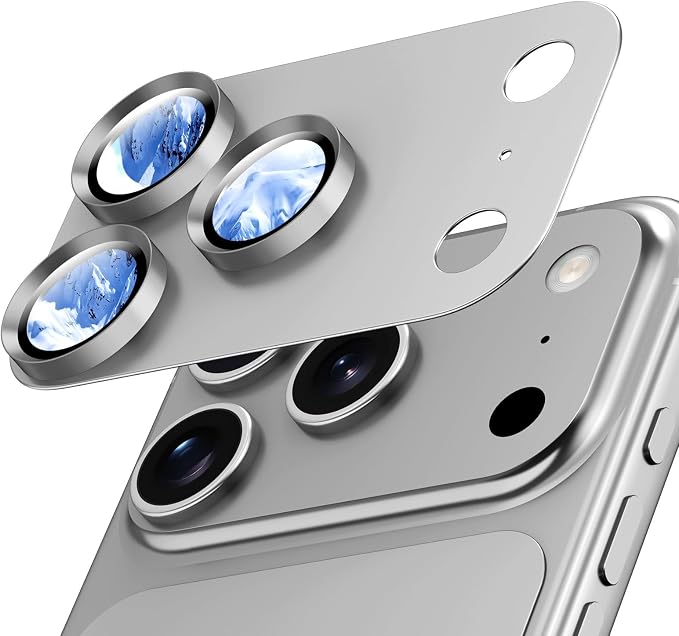 for iPhone 17 Pro Max Camera Lens Protector- Silver | Aluminum Alloy, Tempered Glass Camera Cover, Nano Reinforced Adhesive, Accessories, Anti-Drop, Anti-Scratch, Case Friendly by WumigooProducts