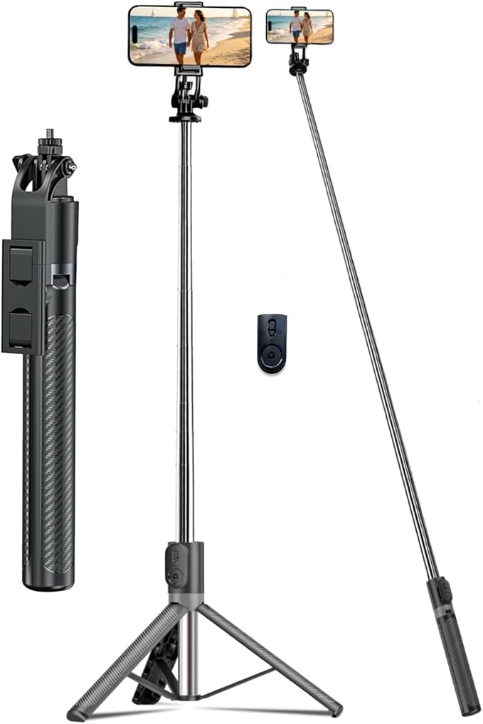 74" Selfie Stick Phone Tripod for iPhone Android Pockte3/4 Insta360 Camera | Extendable Cell Phone Tripod w Wireless Remote, 360° Rotatable Portable Travel Tripod Stand for Video Recording & Vlogging by Unknown