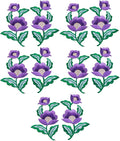 5 Pairs Floral Iron on Applique Flower with Green Vine Embroidered Patch for Collar Dress Accent Shoes Jeans Sewing Accessories Embellishment (Purple) by MSCFTFB