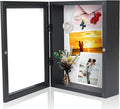 Muzilife 11x14 Shadow Box Wood Picture Frame, 2.16 Deep, Real Glass, Black | FSC-Wood, Magnetic Door, Linen Interior & Pins, Vertical, Horizontal Wall Hanging, Display Case Frame for Photos & Keepsakes by Muzilife