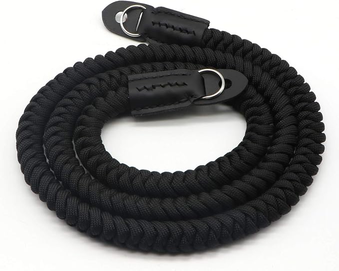 Paracord Woven Camera Neck Shoulder Strap Belt Hand Compatible with Canon Nikon Sony Olympus Pentax Fujifilm Panasonic SLR DSLR Digital Mirrorless Cameras 42 inch Black - Image 3
