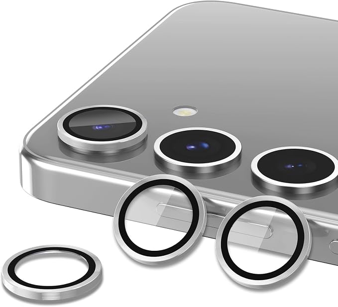 for Samsung Galaxy S25 Plus Camera Lens Protector, Individual Metal Ring Tempered Glass Lens Cover, [Strong Adsorption] Scratch Resistant Ultra-Thin HD Clear Lens Cover, 1 Set-Silvery - Image 2