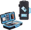 LENSGO Camera Battery Memory Card Case, Memory Card Hard Protector Case Water-Resistant Anti-Shock Storage Box for 3 Camera Batteries 3 XQD or 3 CF Cards 6 SD Cards（Blue） by LENSGO