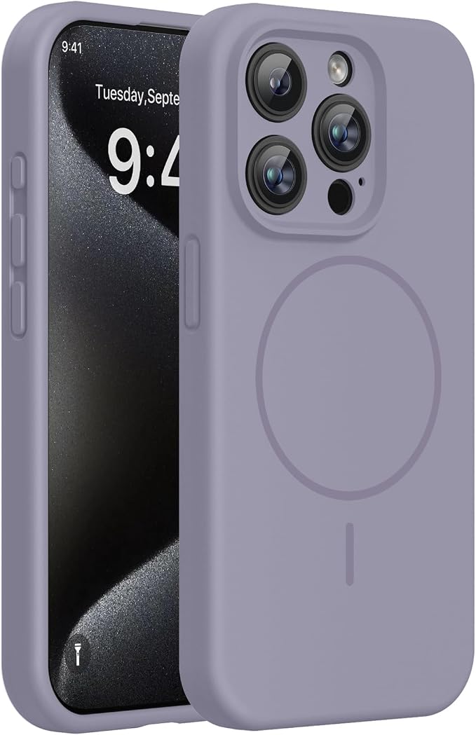 Miracase Magnetic for iPhone 15 Pro Case, Silicone, Soft Microfiber Lining by Miracase