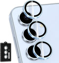 for Samsung Galaxy S24 Camera Lens Protector, Individual Metal Ring Tempered Glass Lens Cover, [Strong Adsorption] Scratch Resistant Ultra-Thin HD Clear Lens Cover, 1 Set-Blue Ring by Btscase