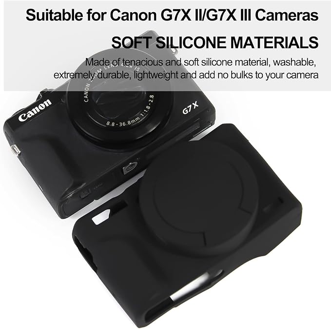 Easy Hood Camera Case Cover for Canon Powershot G7X Mark III Camera(Black) | With Removable Lens Cover,Soft Silicone Protective Case,Anti-Scratch,Slim Fit,Enhanced Grip,Lightweight Camera Accessories - Image 2
