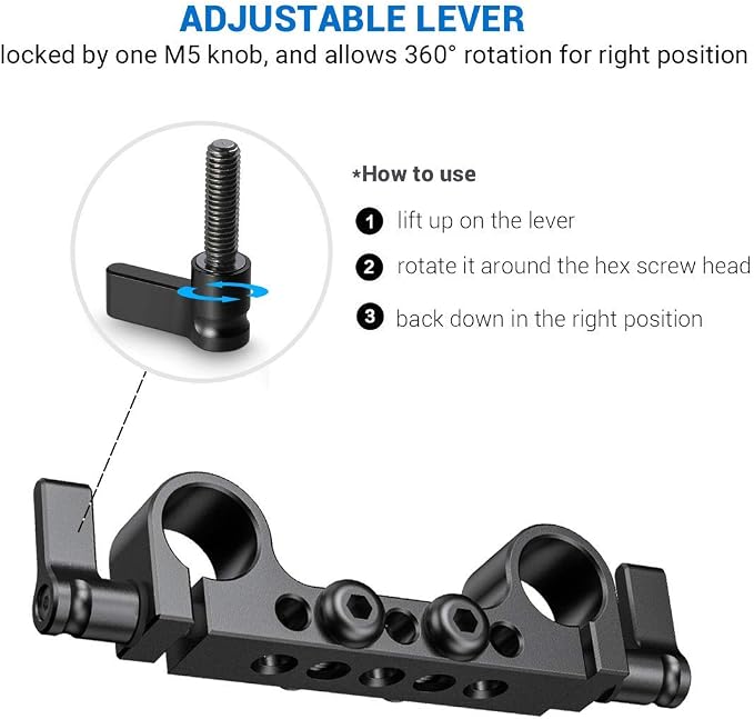 SmallRig Super Lightweight 15mm Railblock, 15mm Rod Clamp with 1/4"-20 Thread for Sony for Canon and Other DSLR Camera Rig Shoulder Support Rail System - 942 (Pack of 2) - Image 3