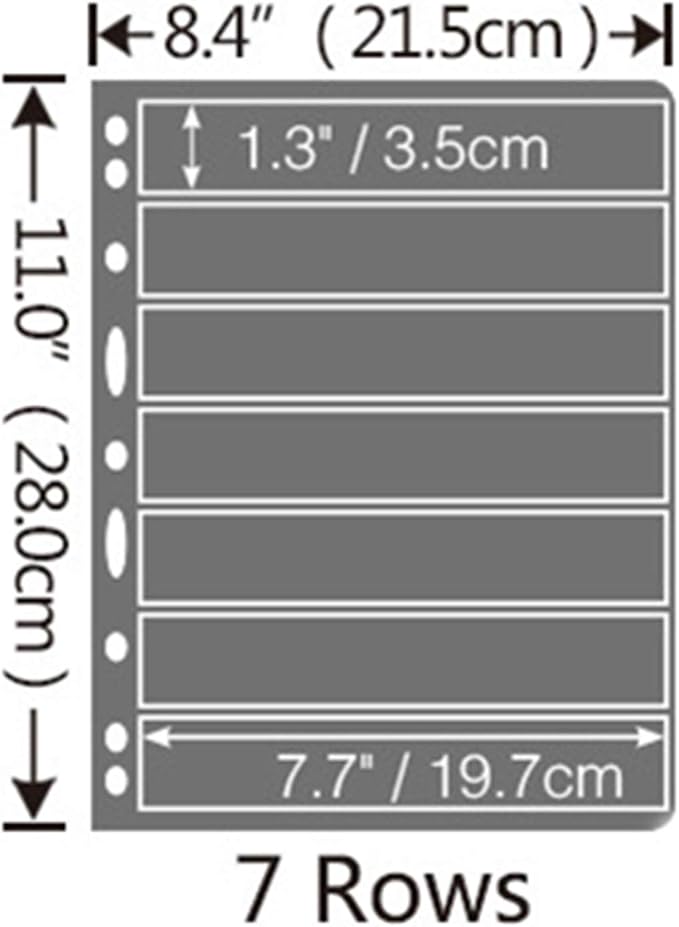 MUDOR Stamp Pages for Stamp Collection Album Binder Book, 10 Sheet 7 Row | 7 Pocket Stamp Sleeves for Collectors ,Stamp Collecting Sheets Supplies,Professional Pack - Image 3