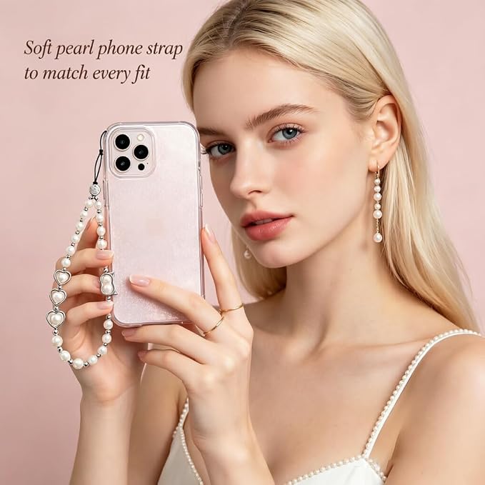 Phone Charm Beaded Strap Cute Cell Phone Wrist Straps String Accessories Hand Aesthetic Lanyard Wristlet Chain for iPhone 17 Pro Camera Case AirPods Bags Keychains Women Girls Classic Pearl - Image 4