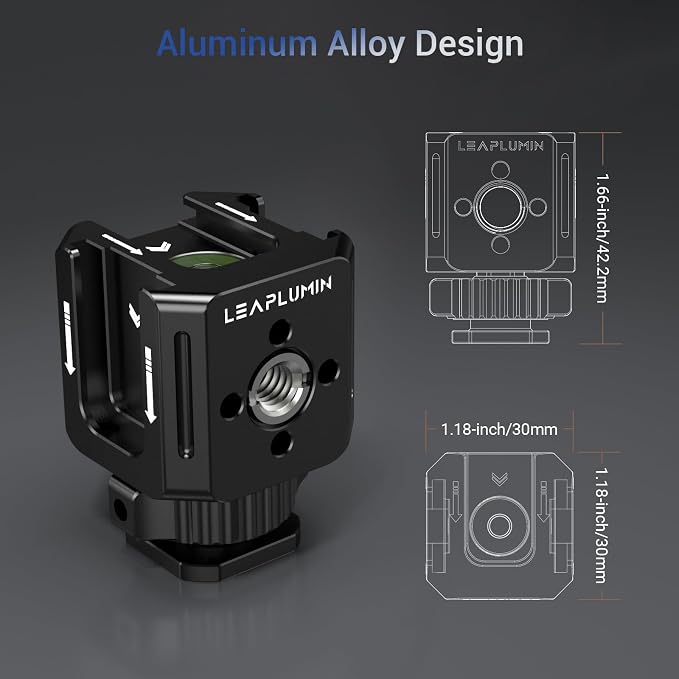 Triple Cold Shoe Mounts Adapter, 3/8'' Screw Hole to 1/4'' Screw Hole, Aluminum Alloy Hot Shoe Extension Bracke for DSLR Camera Flash Light, Monitor, Microphone-Black - Image 7