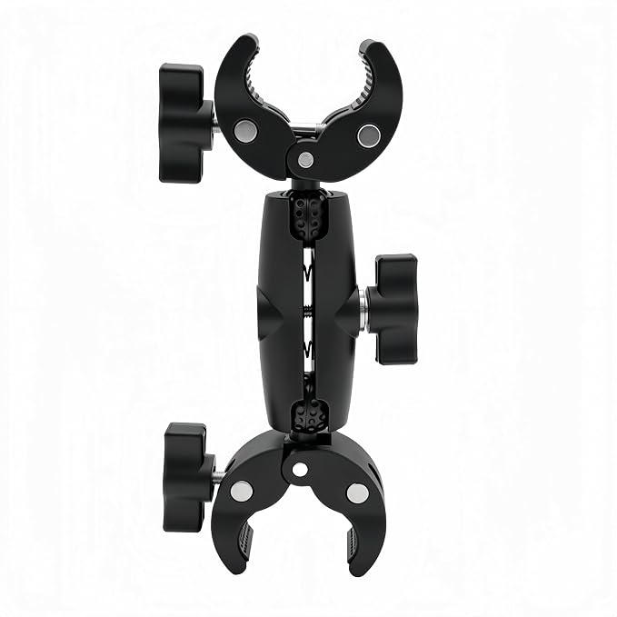 Double Super Clamp Mount Umbrella Holder with 360° Magic Arm, Heavy Duty Camera & Pole Clamp for Photography Light Stand, Monitor Bracket, Chair, Reflector & Crossbar Mount, 8.27“ by LSYRIA
