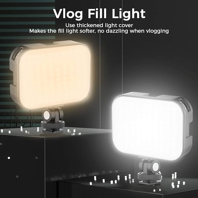 VIJIM VL100C 2 Pack Bi-Color on-Camera LED Video Light, 4 Cold Shoes CRI95 | with Dual Cold Shoe Mount Adapter, Mini Ball Head, Rechargeable 2000mAh Battery, Dimmable 2500-6500K, for DSLR Tripod Shoot - Image 6